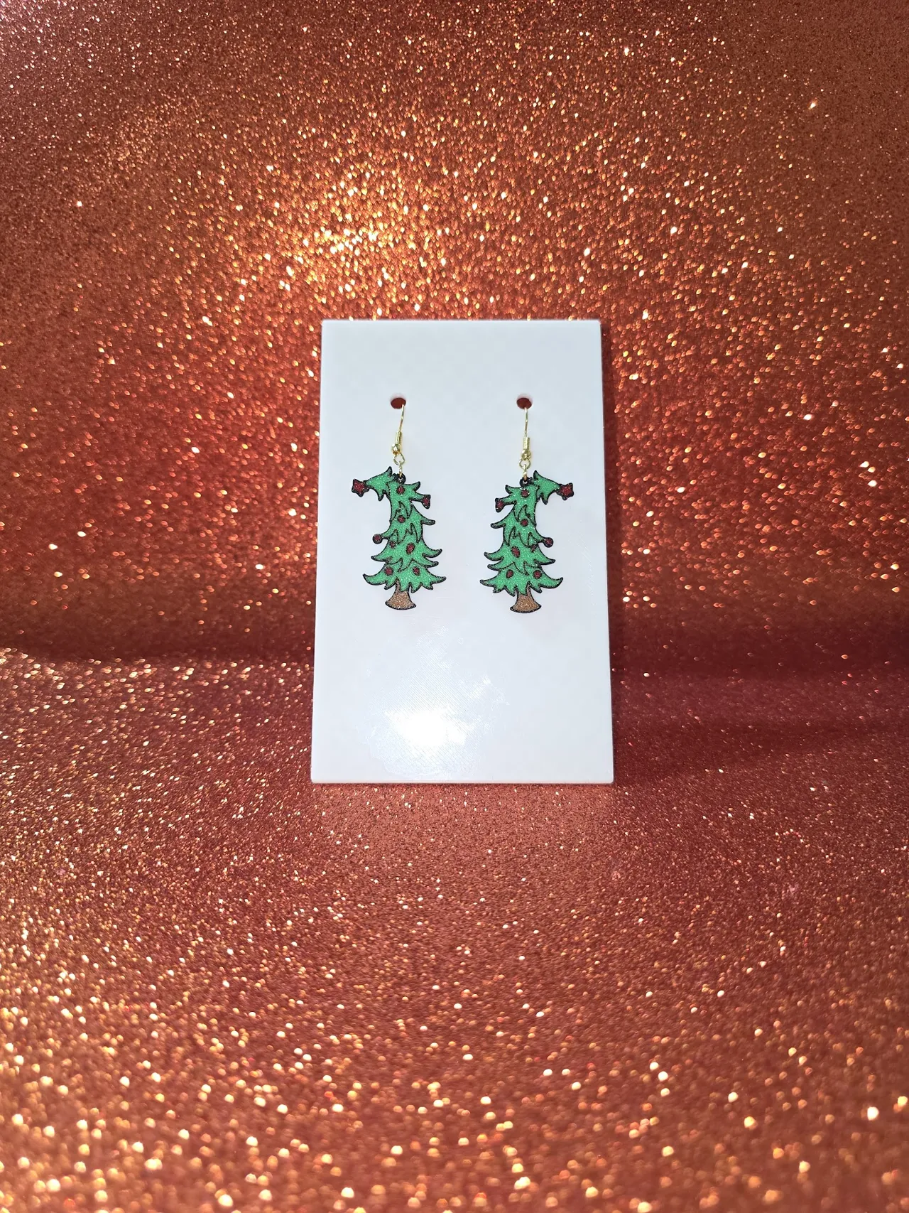 Grinch Christmas tree earrings view 2