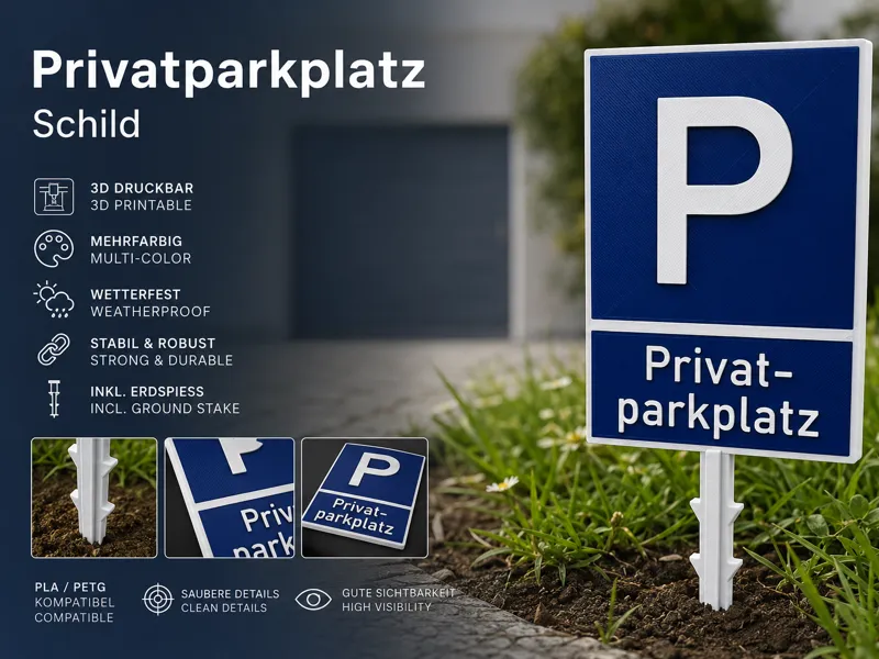 Schild „Privatparkplatz“ mit Erdspiess