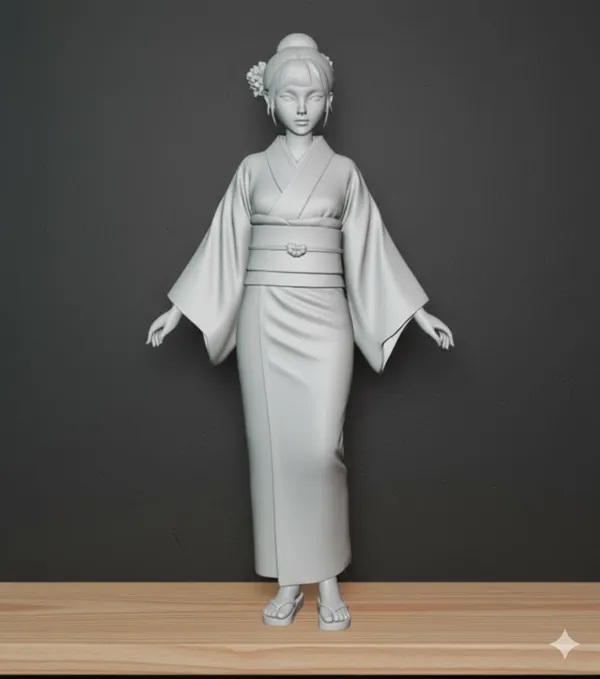 Figurine femme en kimono
