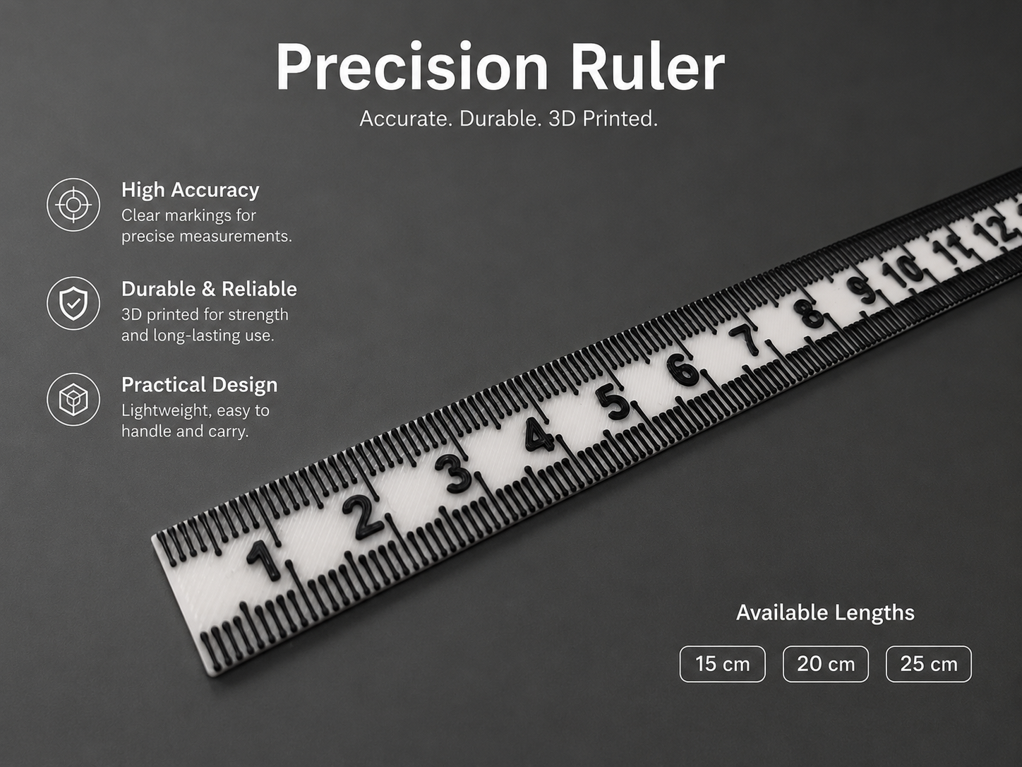 Precision Metric Rulers | 15 cm • 20 cm • 25 cm