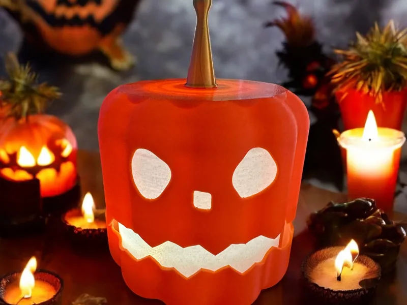 robot pumpkin jack o lantern "IT SPINS"