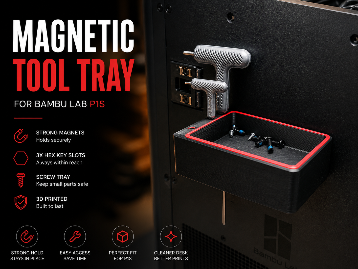 Magnetic Tool & Screw Holder for 3D Printers