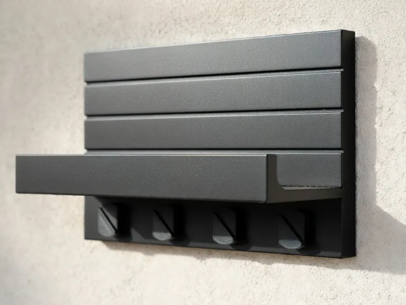 Modern Wall Key Holder w/ Shelf & Hooks Minimalist