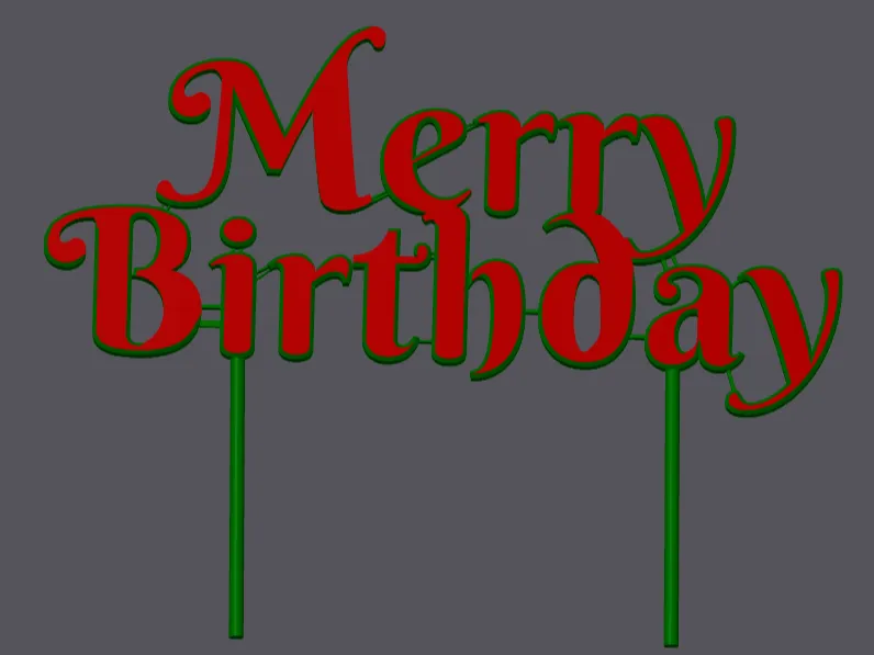 Merry Birthday Cake Topper
