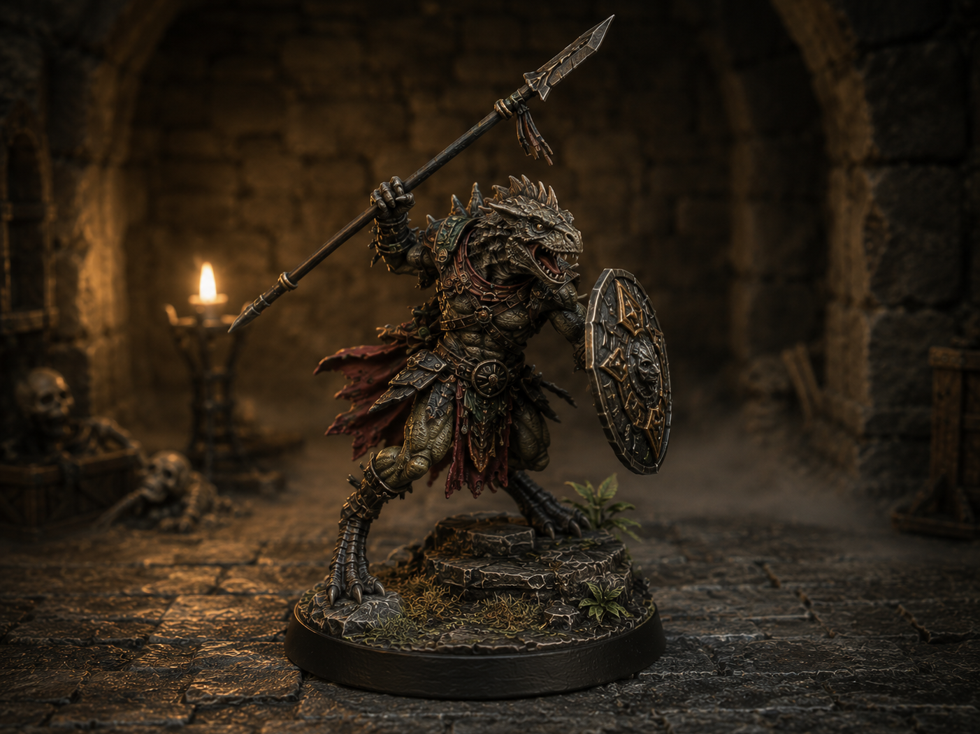 Spear Lizard Man warrior DnD