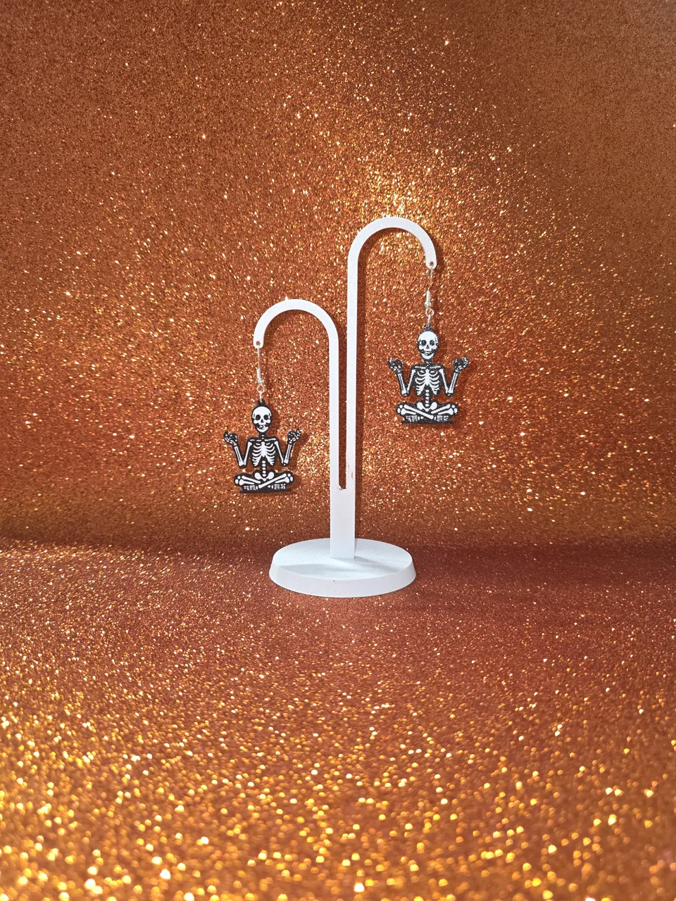 Om crazy skeleton earrings view 3