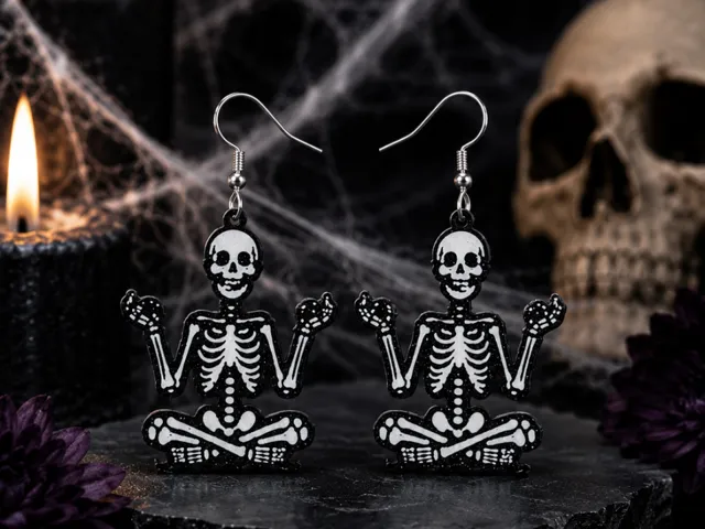 Om crazy skeleton earrings