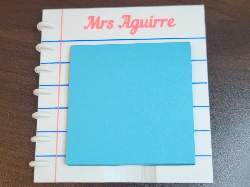 Spiral ruled paper sticky note holder
