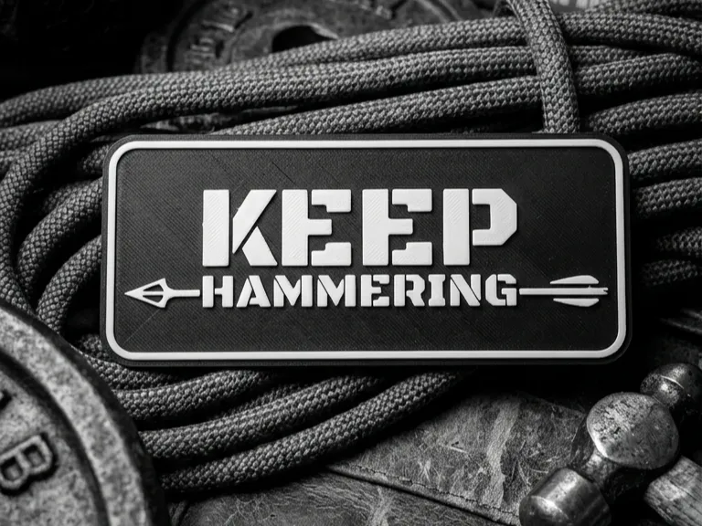CAMERON HANES "KEEP HAMMERING" - Motivational Sign