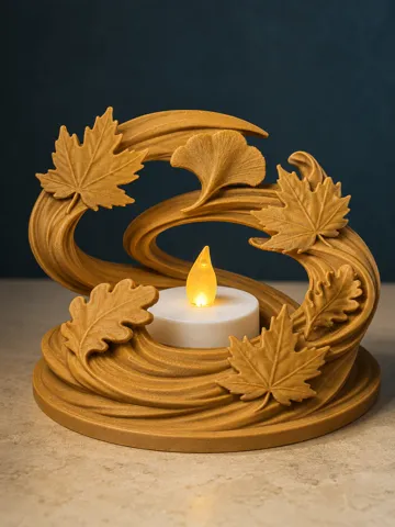 Accesorio de iluminación decorativa: Autumn Wind – Swirling Leaf Tealight Holder — vista de referencia 2