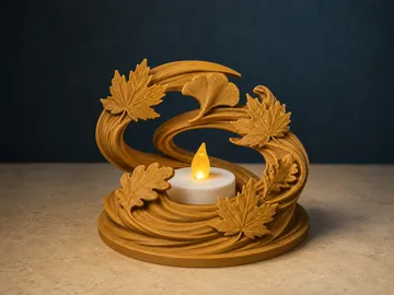 Accesorio de iluminación decorativa: Autumn Wind – Swirling Leaf Tealight Holder — vista de referencia 3