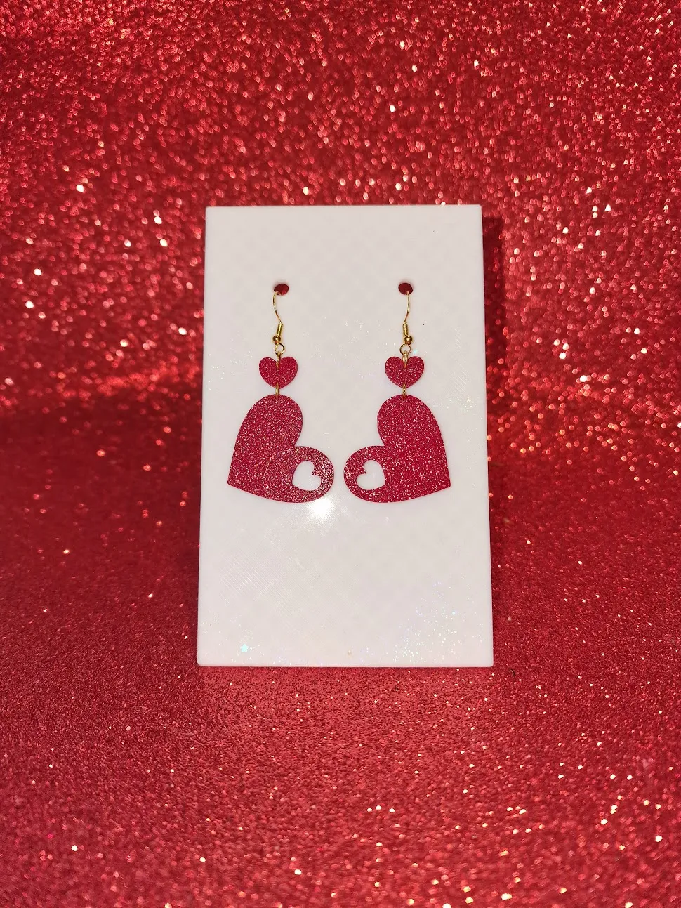 Hanging hearts earrings view 2