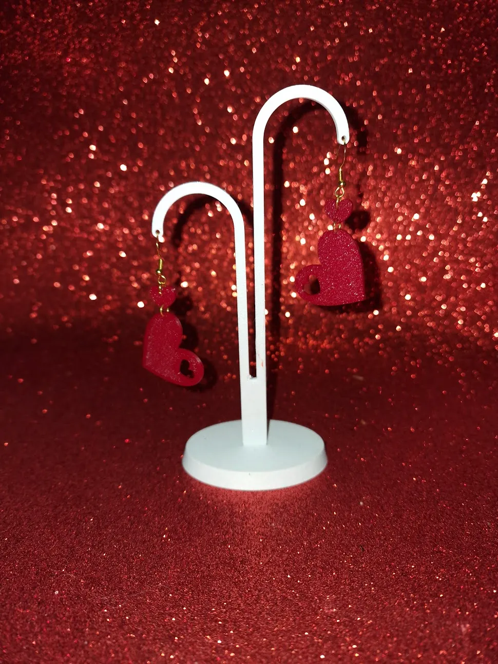 Hanging hearts earrings view 3