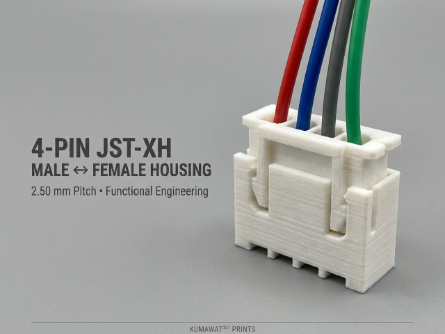 4-Pin JST-XH Connector Housing | 2.50mm Pitch 3D model