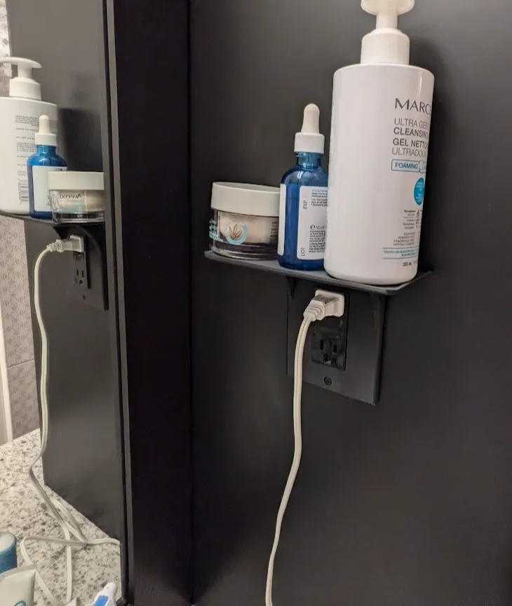 Double wide single outlet shelf