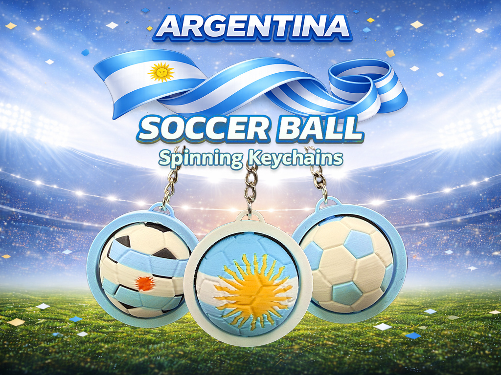 Argentina Spinning Futbol Keychain Charm