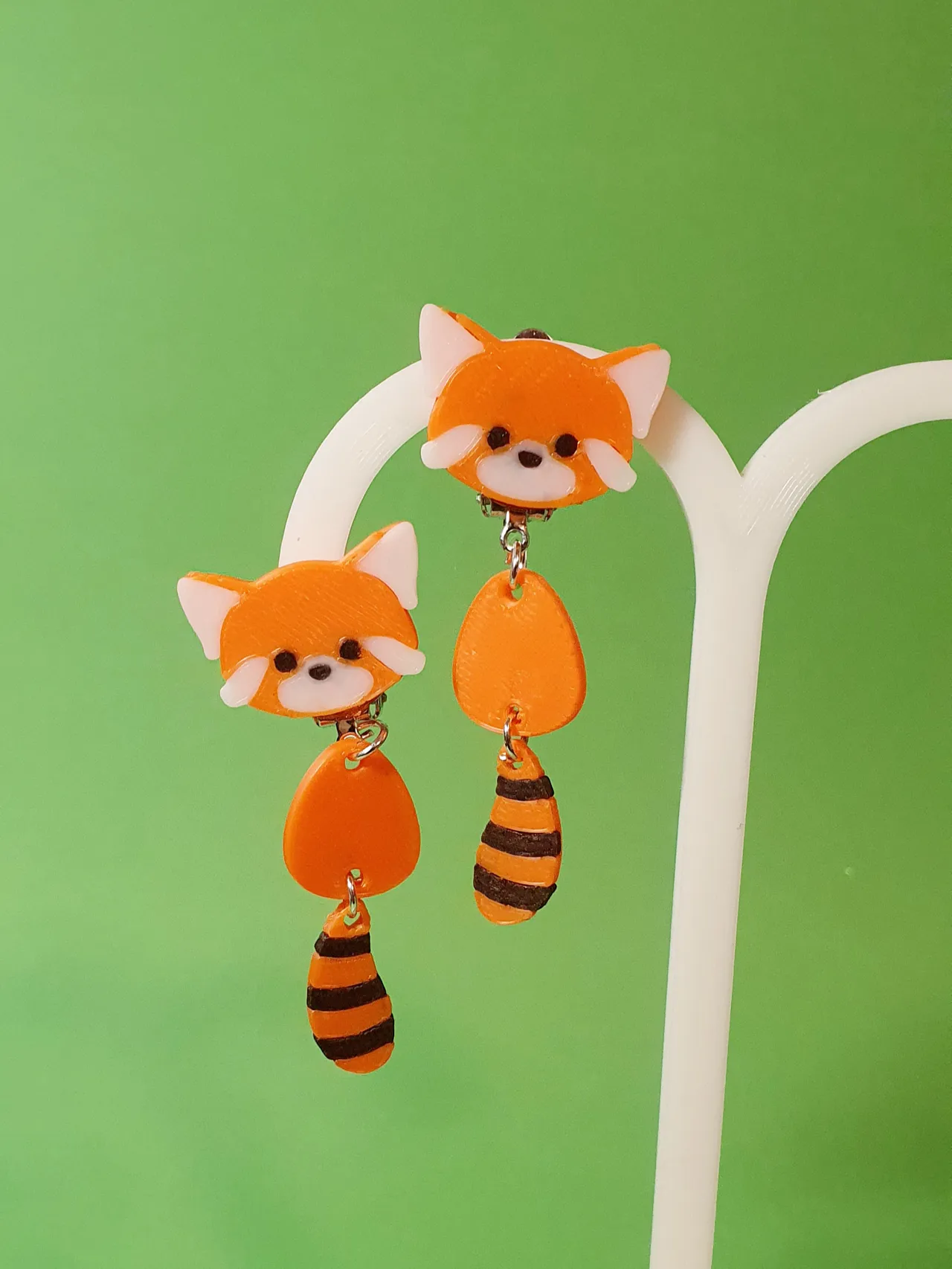 Lightweight Red Panda earrings AMS fast easy print view 3