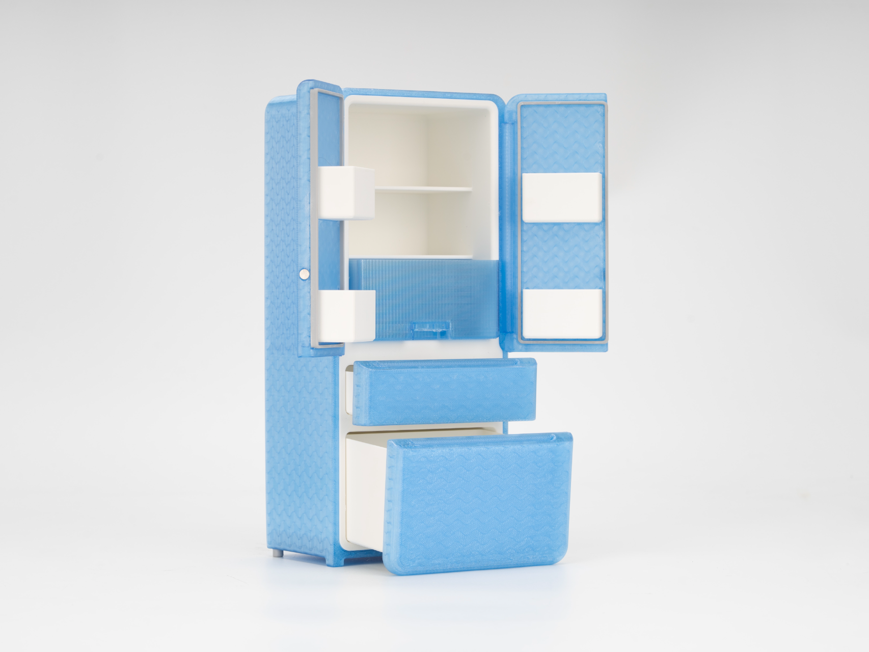 法式冰箱微缩模型儿童玩具场景搭配精细还原miniature refrigerator model
