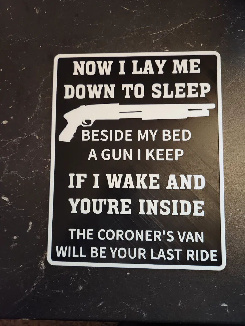 Now I Lay Me Down To Sleep sign
