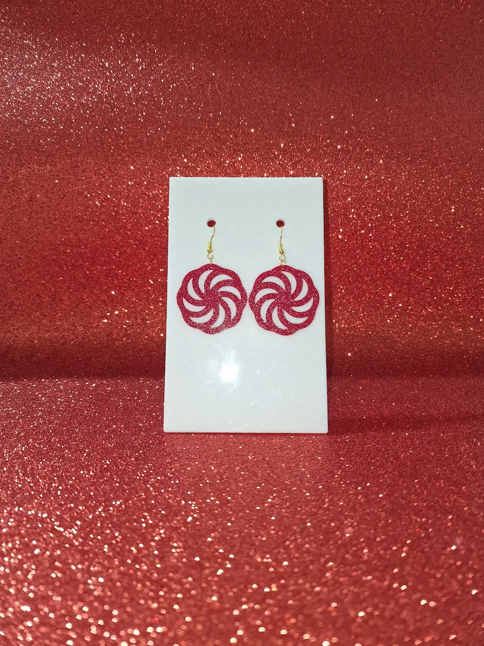 Spiral flower earrings view 2