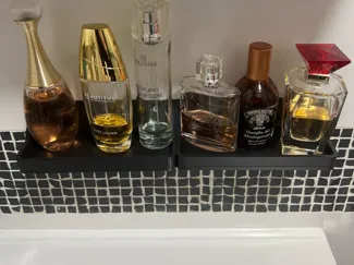 Small shelf with hole for electrical cord