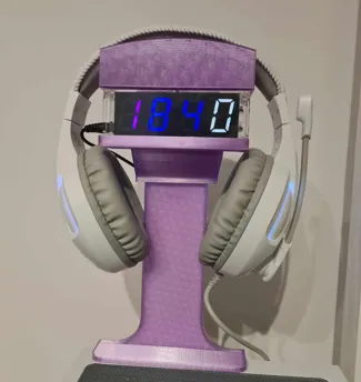 Headphone stand with optional Clock Support for PC
