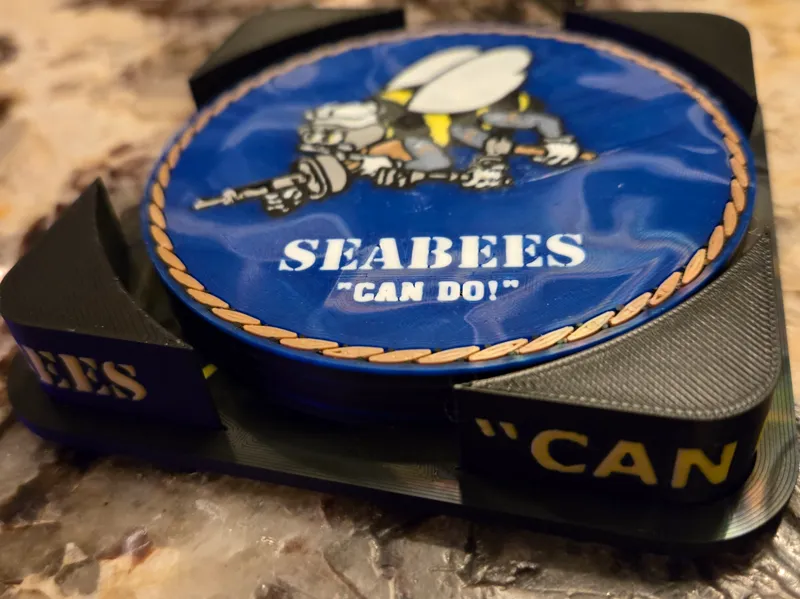 Navy Seabees Coaster Set w/Holder