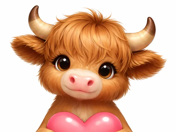 Vache Highland édition Saint-Valentin
