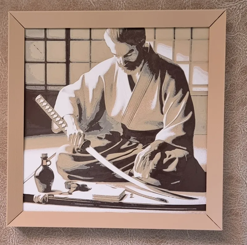 Iaido student oils his sword