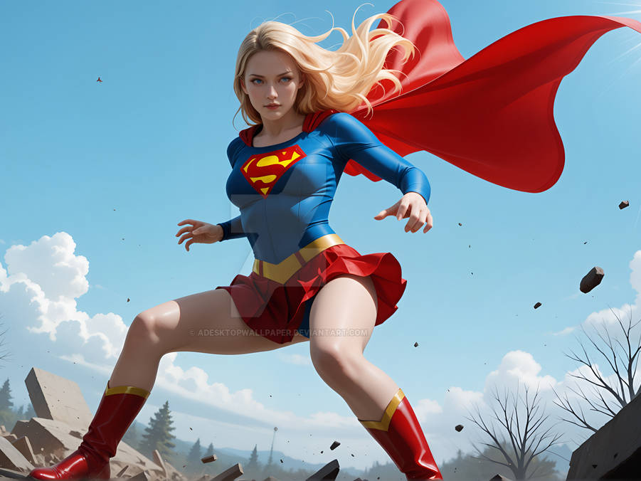 Super Girl – Storm Pose mit wehendem Umhang - 1