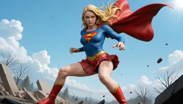 Escenografía en miniatura: Super Girl – Storm Pose mit wehendem Umhang — vista de referencia 3