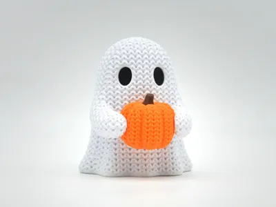 Fantasma-abóbora com textura de tricô