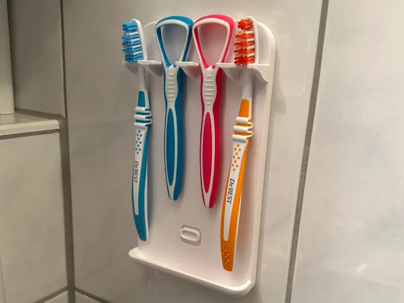 Zahnbürsten und Zungenschaber Wandhalter abnehmbar