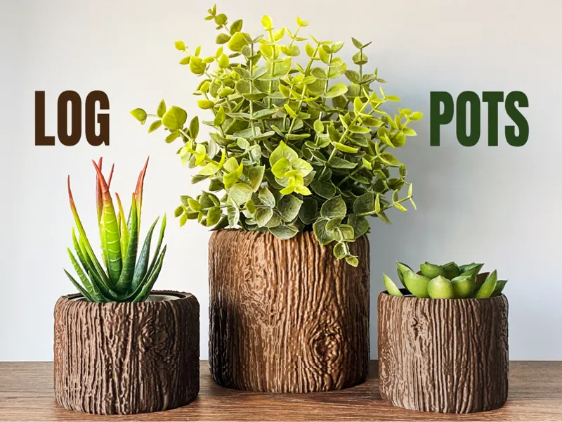 Log Pot – Scalable Planter/Pen Pot in Wood Style