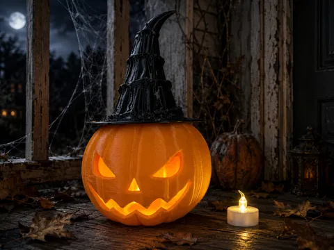 Soporte: Halloween-Kürbis mit Hexenhut — referencia de MakerWorld