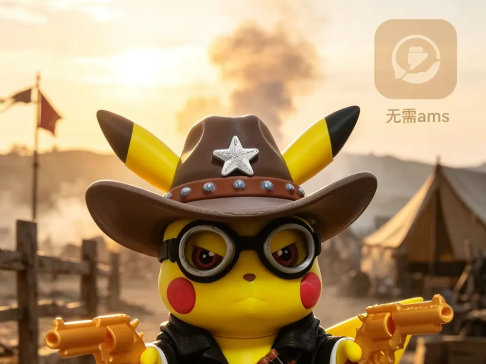 Western Cowboy - Dual Gun Pikachu - Free 3D Print Model - MakerWorld