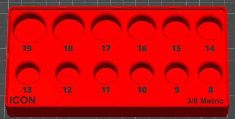 ICON 3/8 Drive Metric Socket Holders - Gridfinity