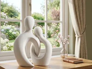 Escultura Casal Abstrato – Amor Minimalista