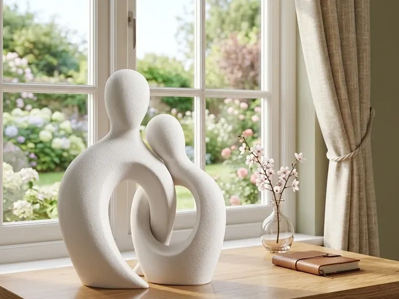 Escultura Casal Abstrato – Amor Minimalista