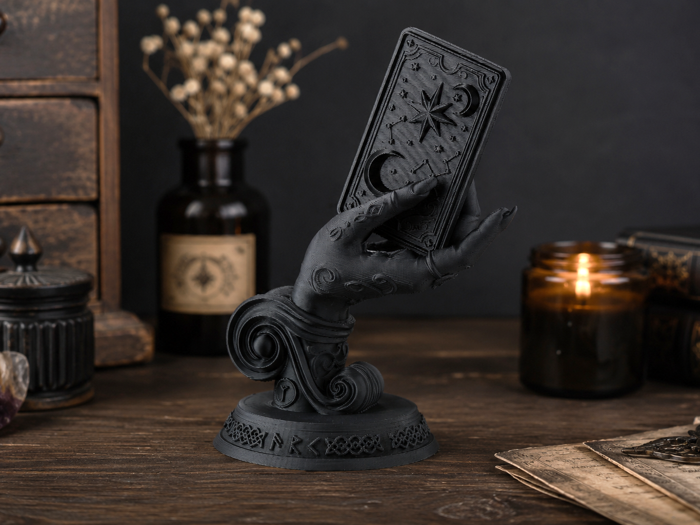 Witch's Hand Holding Tarot Card Sculpture