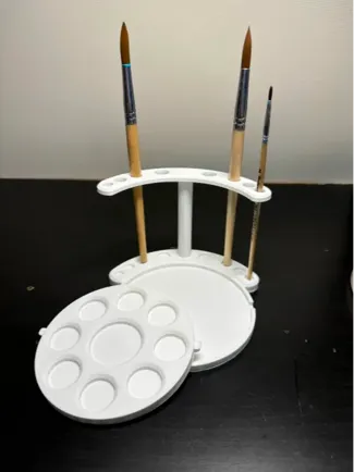 Paintbrush holder and paint palette dish