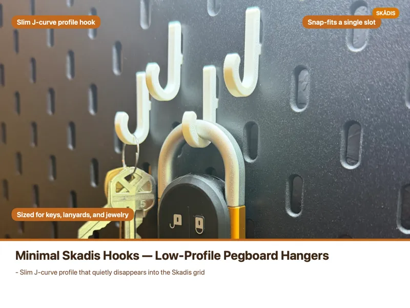 Low-Profile Hooks for Skadis Boards
