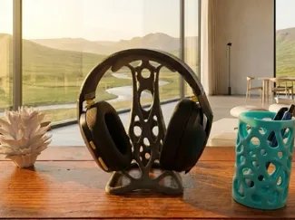 "Organic Arc" Headphone Stand Voronoi & Fuzzy Skin