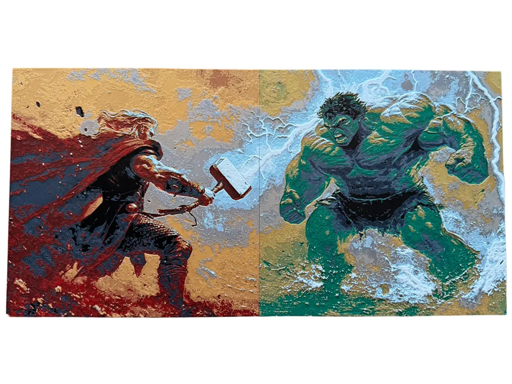 Hulk Vs Thor - 2 Panel Hueforge - 400x200