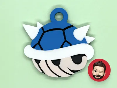 Mario Shell Keychain Mario blue shell keychain by nicodeimos MakerWorld: Download Free 3D Models