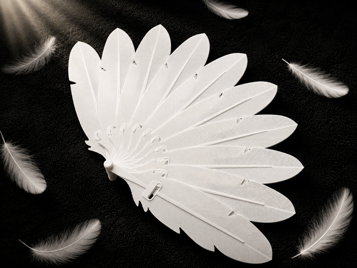 Realistic Feather Folding Fan