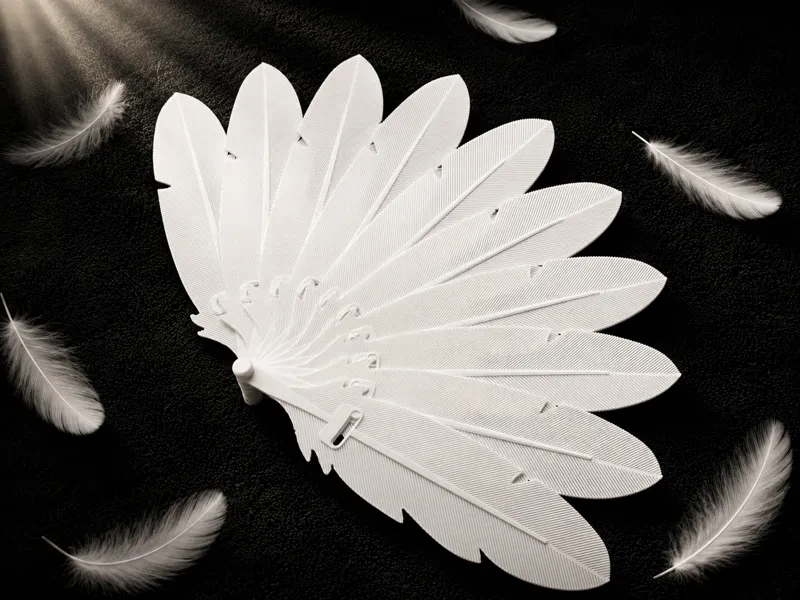 Realistic Feather Folding Fan
