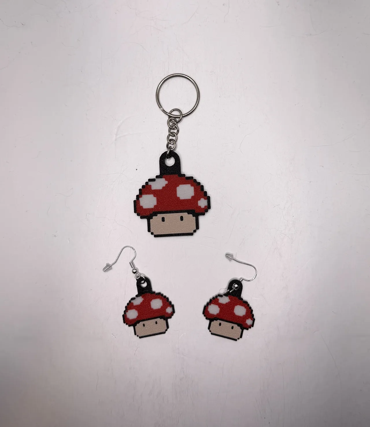 Pixel Mushroom Earring and Keychain view 3