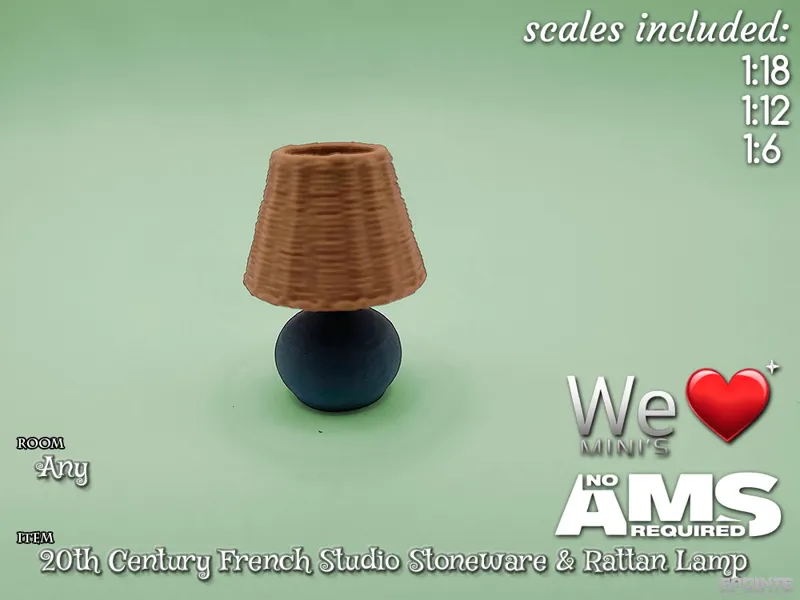 WLM - French Studio Stoneware & Rattan Lamp
