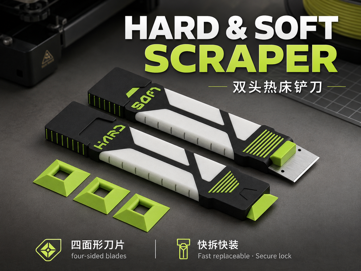 bambu lab双头热床铲刀 HARD & SOFT SCRAPER